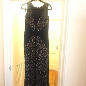 Navy and tan formal dress